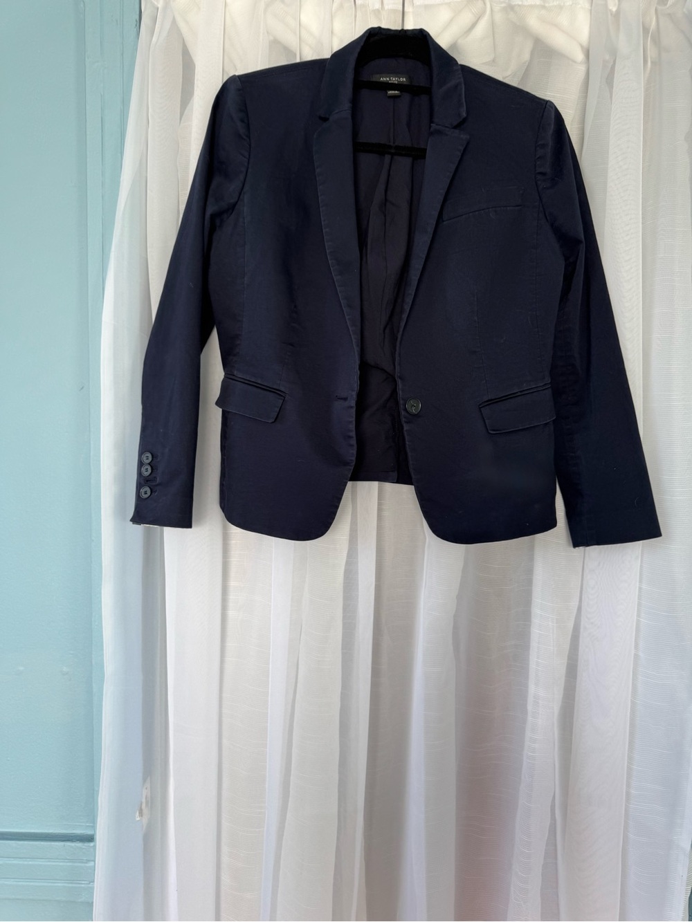 Ann Taylor Women's Navy Single-Button Blazer